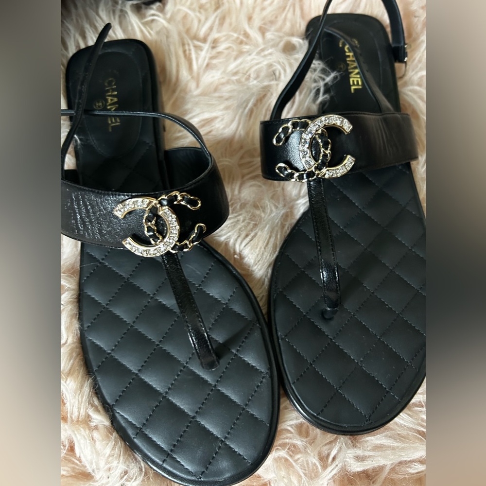 Chanel Leather Authentic Sandal with Box Eu 41